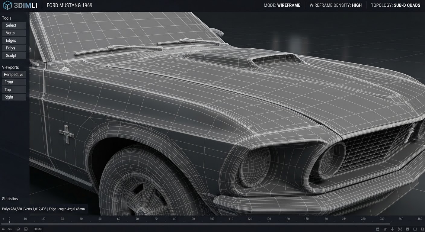 Classic Muscle Car Wireframe & Blueprint Pack other image 0
